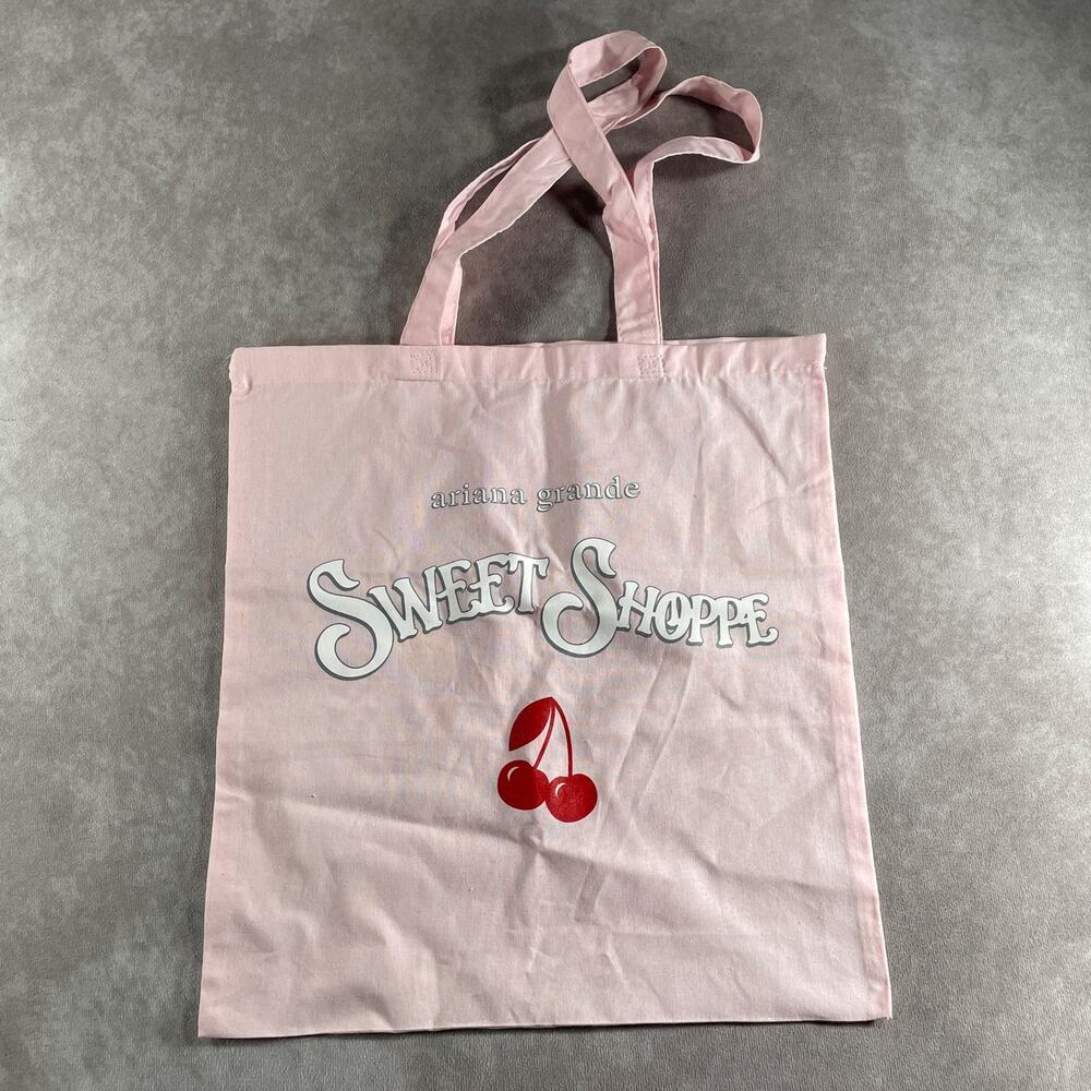 Ariana Grande Sweet Shoppe Tote Bag Pink Cotton Canvas Cherry Merch Concert CD